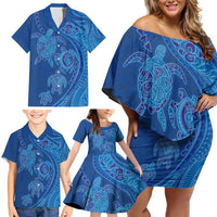 Hawaiian Turtles and Polynesian Art Tattoo Family Matching Off Shoulder Short Dress and Hawaiian Shirt Ocean Abyss LT03 - Polynesian Pride