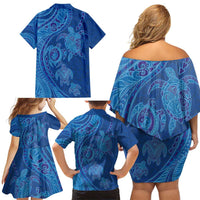Hawaiian Turtles and Polynesian Art Tattoo Family Matching Off Shoulder Short Dress and Hawaiian Shirt Ocean Abyss LT03 - Polynesian Pride