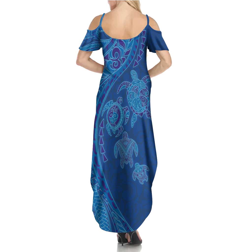 Hawaiian Turtles and Polynesian Art Tattoo Family Matching Summer Maxi Dress and Hawaiian Shirt Ocean Abyss LT03 - Polynesian Pride