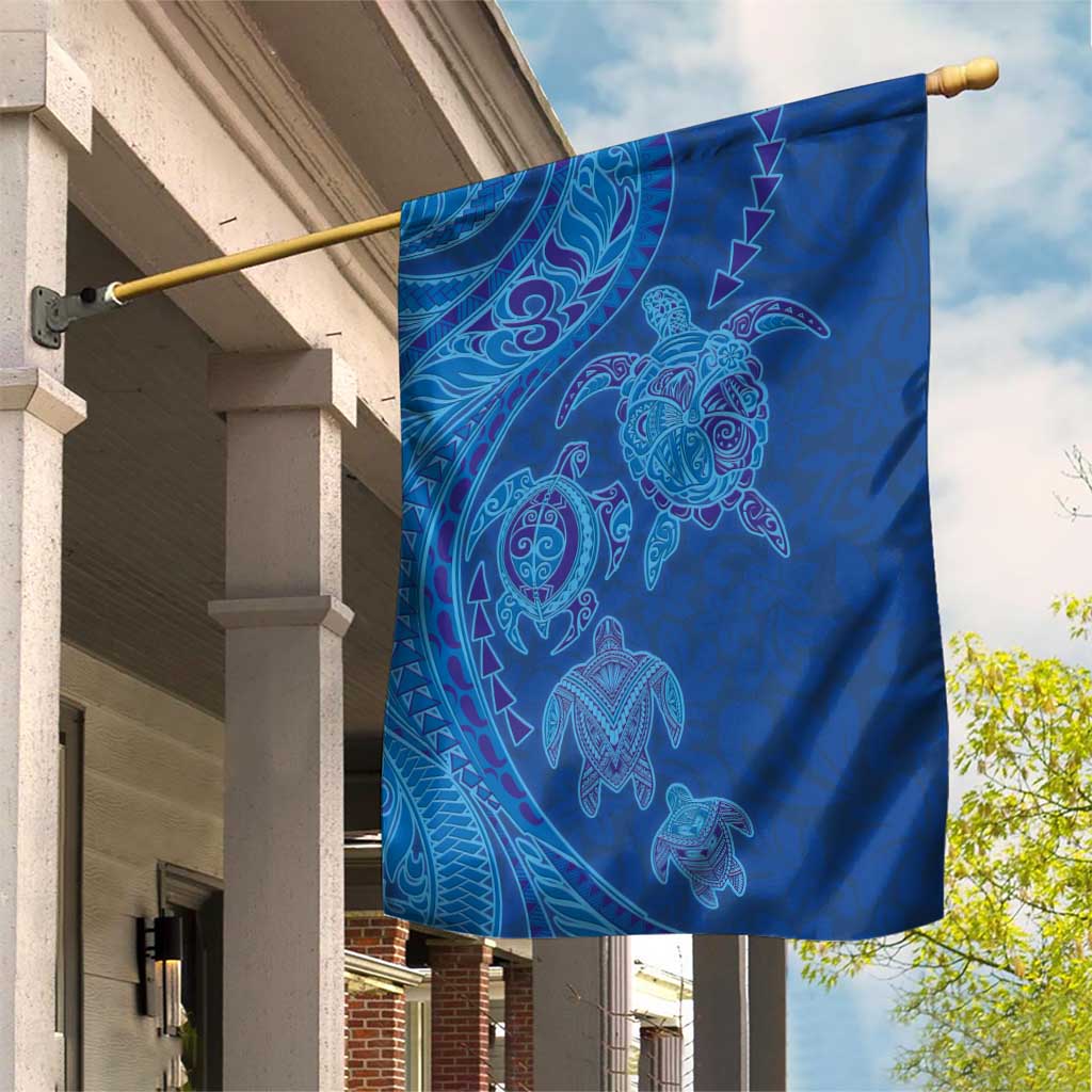 Hawaiian Turtles and Polynesian Art Tattoo Garden Flag Ocean Abyss LT03 House Flag Blue - Polynesian Pride