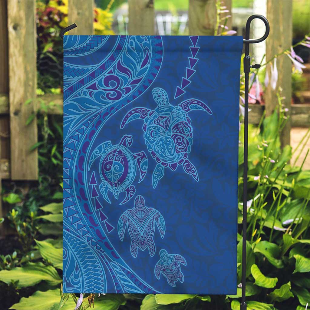 Hawaiian Turtles and Polynesian Art Tattoo Garden Flag Ocean Abyss LT03 Garden Flag Blue - Polynesian Pride