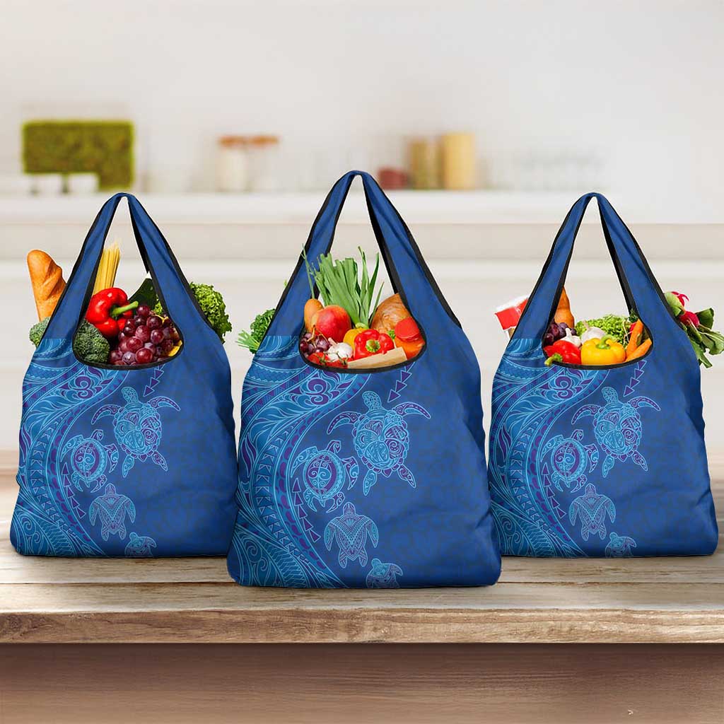 Hawaiian Turtles and Polynesian Art Tattoo Grocery Bag Ocean Abyss