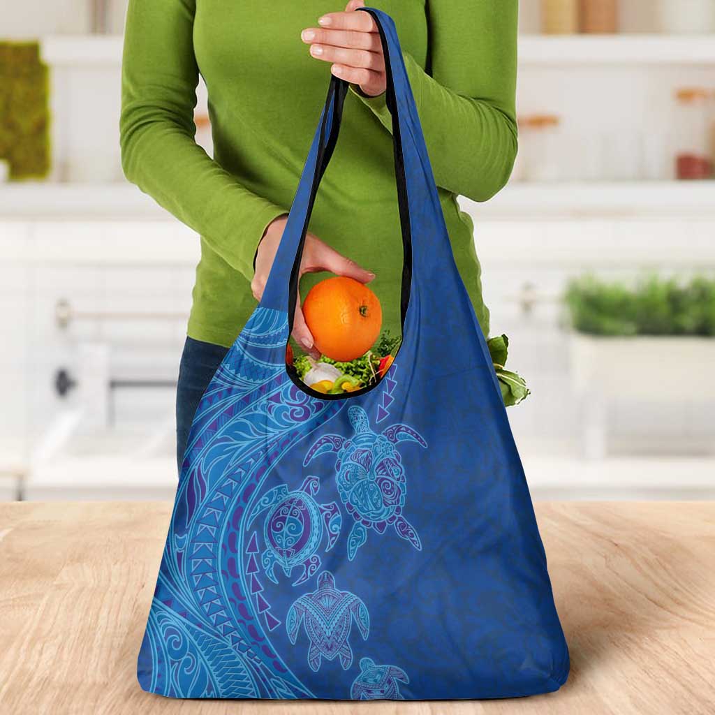 Hawaiian Turtles and Polynesian Art Tattoo Grocery Bag Ocean Abyss