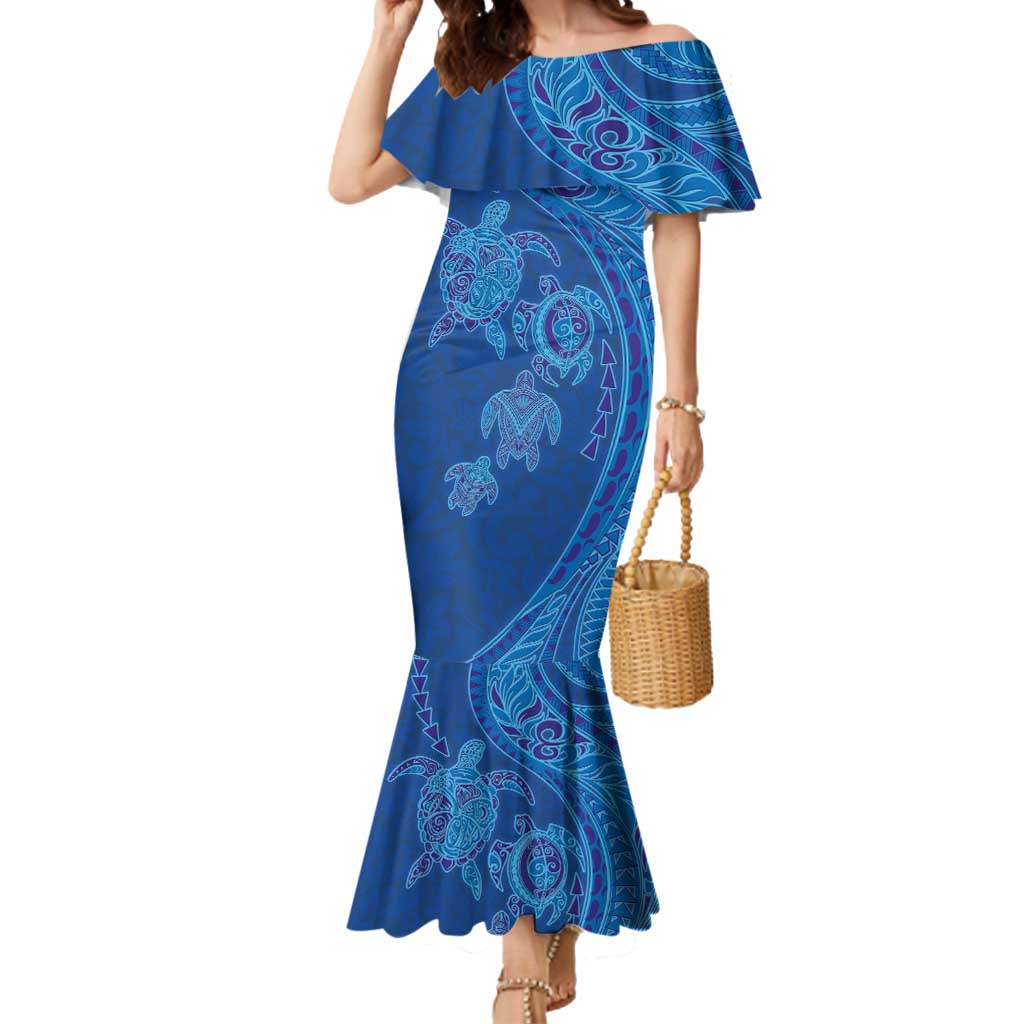 Hawaiian Turtles and Polynesian Art Tattoo Mermaid Dress Ocean Abyss