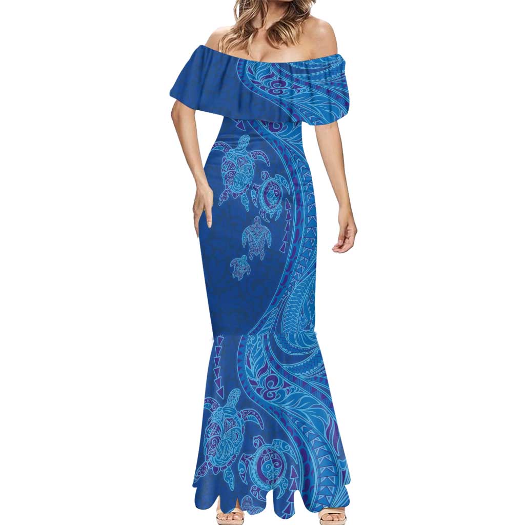 Hawaiian Turtles and Polynesian Art Tattoo Mermaid Dress Ocean Abyss