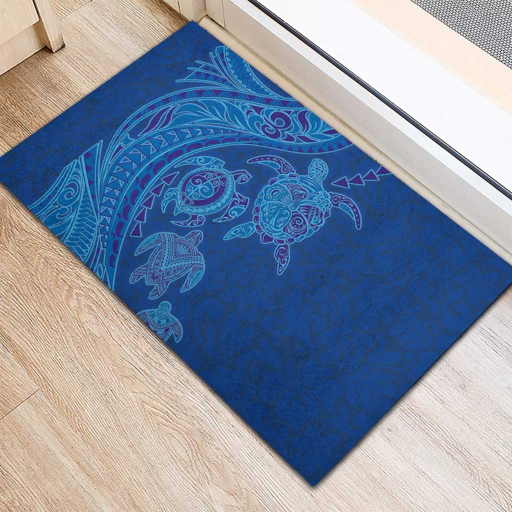 Hawaiian Turtles and Polynesian Art Tattoo Rubber Doormat Ocean Abyss
