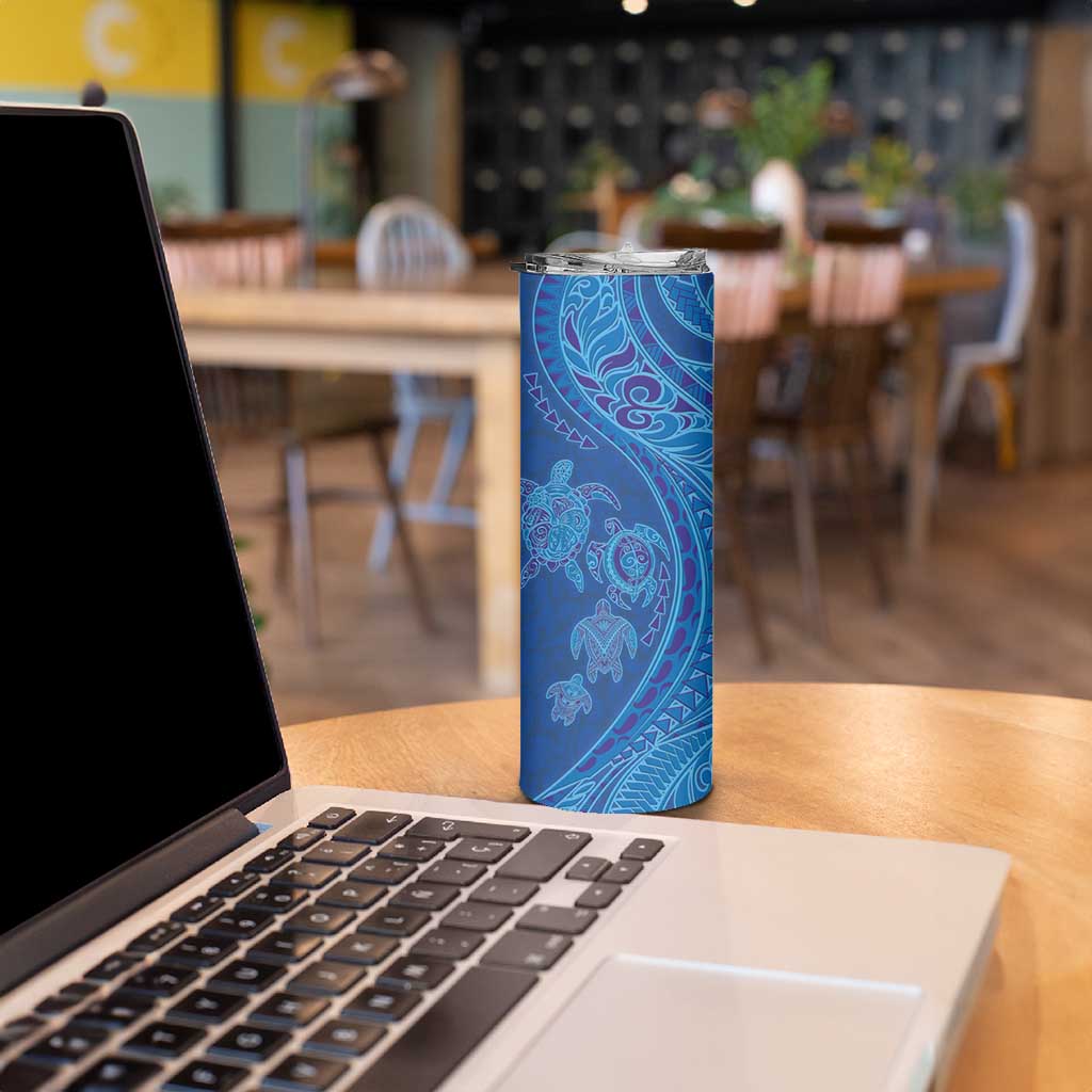 Hawaiian Turtles and Polynesian Art Tattoo Skinny Tumbler Ocean Abyss