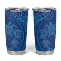 Hawaiian Turtles and Polynesian Art Tattoo Tumbler Cup Ocean Abyss LT03 Blue - Polynesian Pride