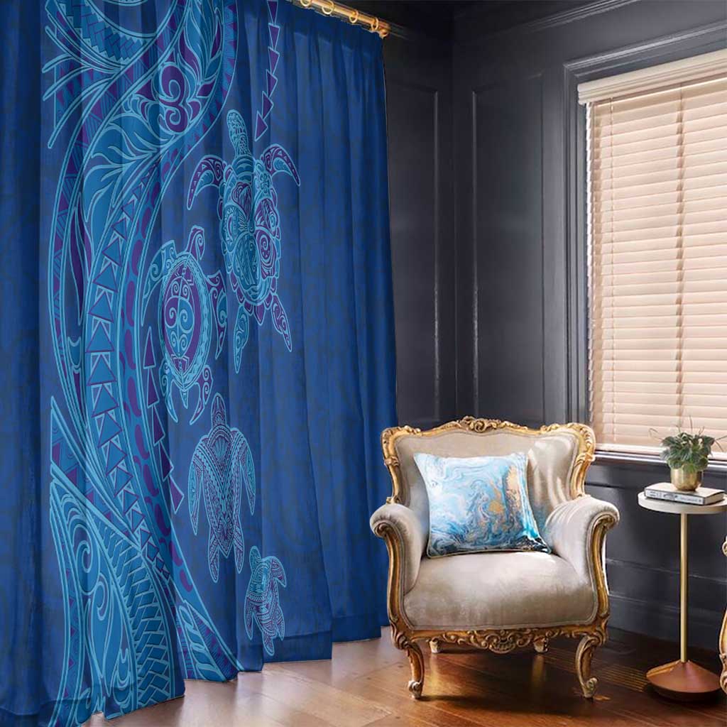 Hawaiian Turtles and Polynesian Art Tattoo Window Curtain Ocean Abyss LT03 - Polynesian Pride