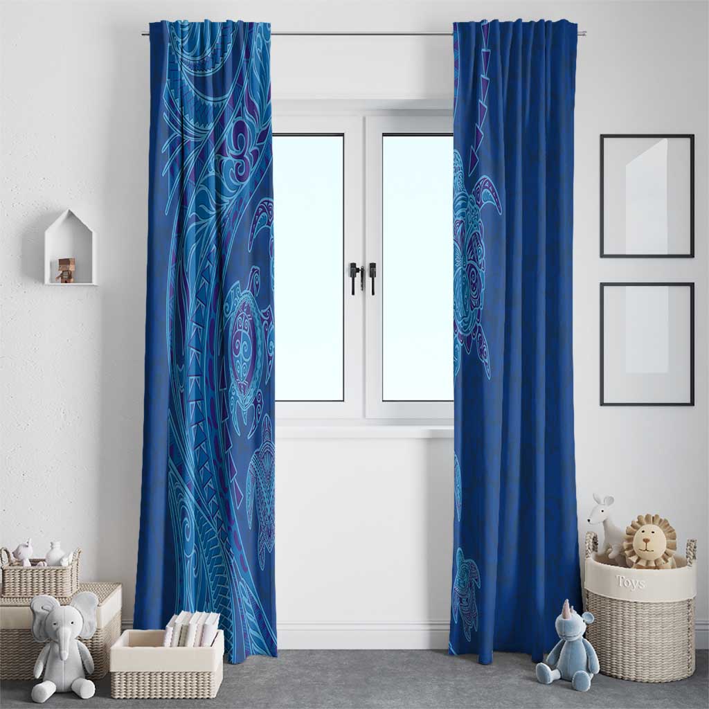 Hawaiian Turtles and Polynesian Art Tattoo Window Curtain Ocean Abyss LT03 - Polynesian Pride