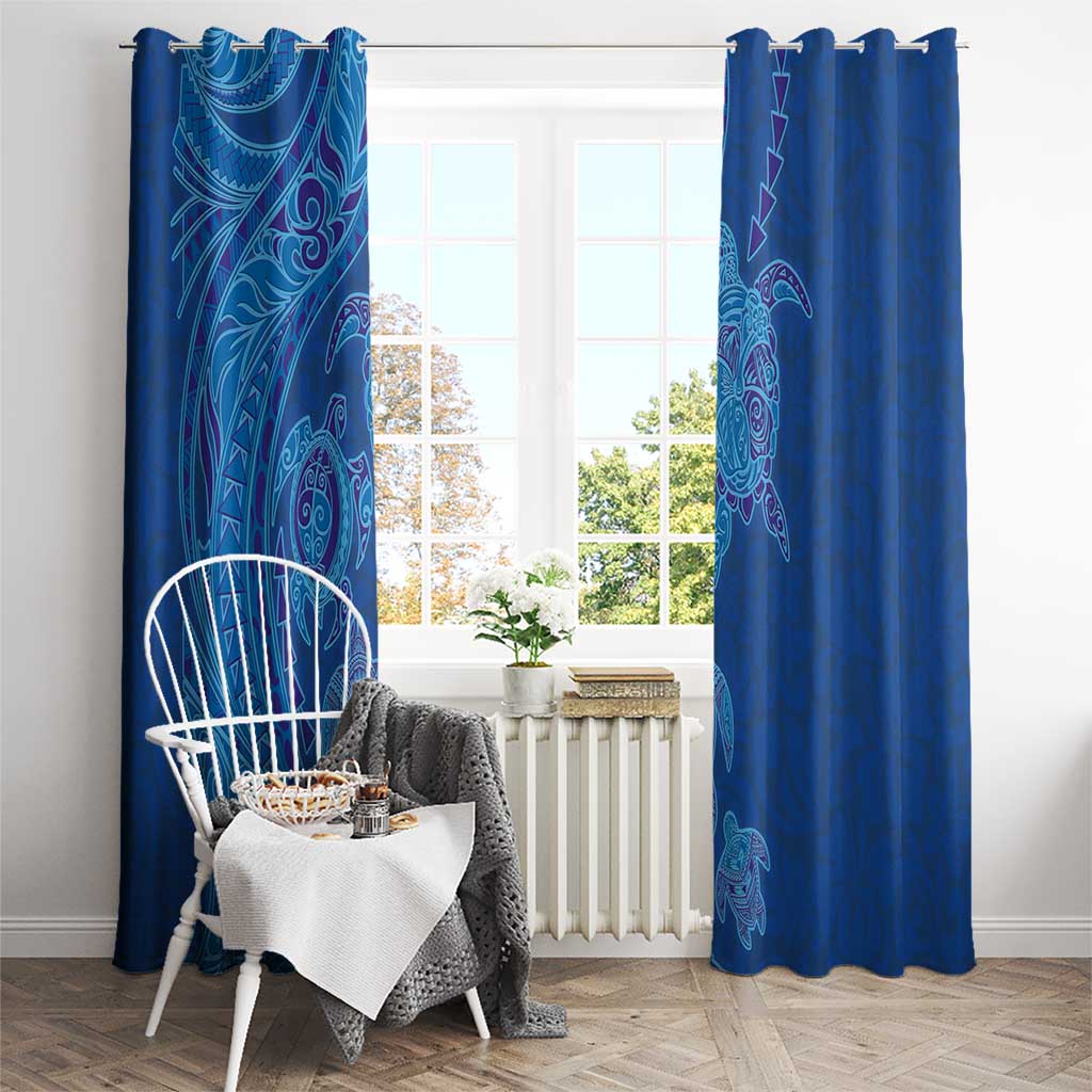 Hawaiian Turtles and Polynesian Art Tattoo Window Curtain Ocean Abyss LT03 - Polynesian Pride