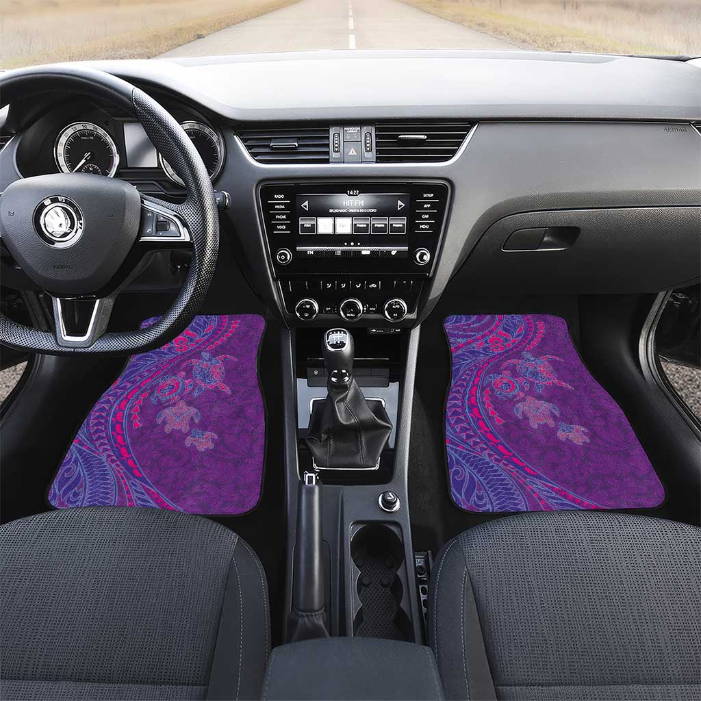 Hawaiian Turtles and Polynesian Art Tattoo Car Mats Dusky Violet