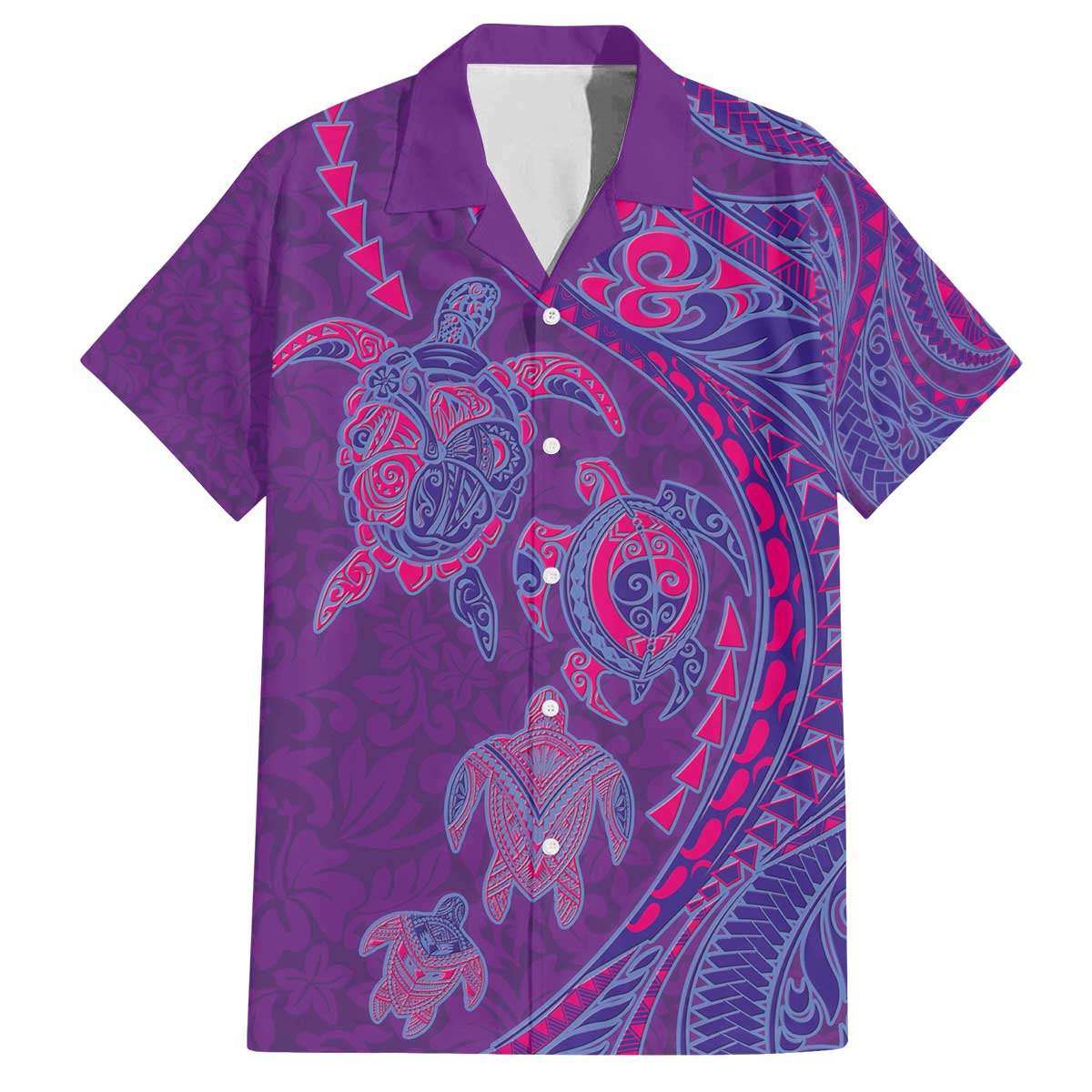Hawaiian Turtles and Polynesian Art Tattoo Family Matching Off The Shoulder Long Sleeve Dress and Hawaiian Shirt Dusky Violet LT03 Dad's Shirt - Short Sleeve Purple - Polynesian Pride