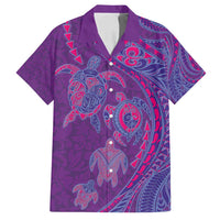 Hawaiian Turtles and Polynesian Art Tattoo Family Matching Off Shoulder Short Dress and Hawaiian Shirt Dusky Violet LT03 Dad's Shirt - Short Sleeve Purple - Polynesian Pride