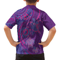 Hawaiian Turtles and Polynesian Art Tattoo Family Matching Puletasi and Hawaiian Shirt Dusky Violet LT03 - Polynesian Pride