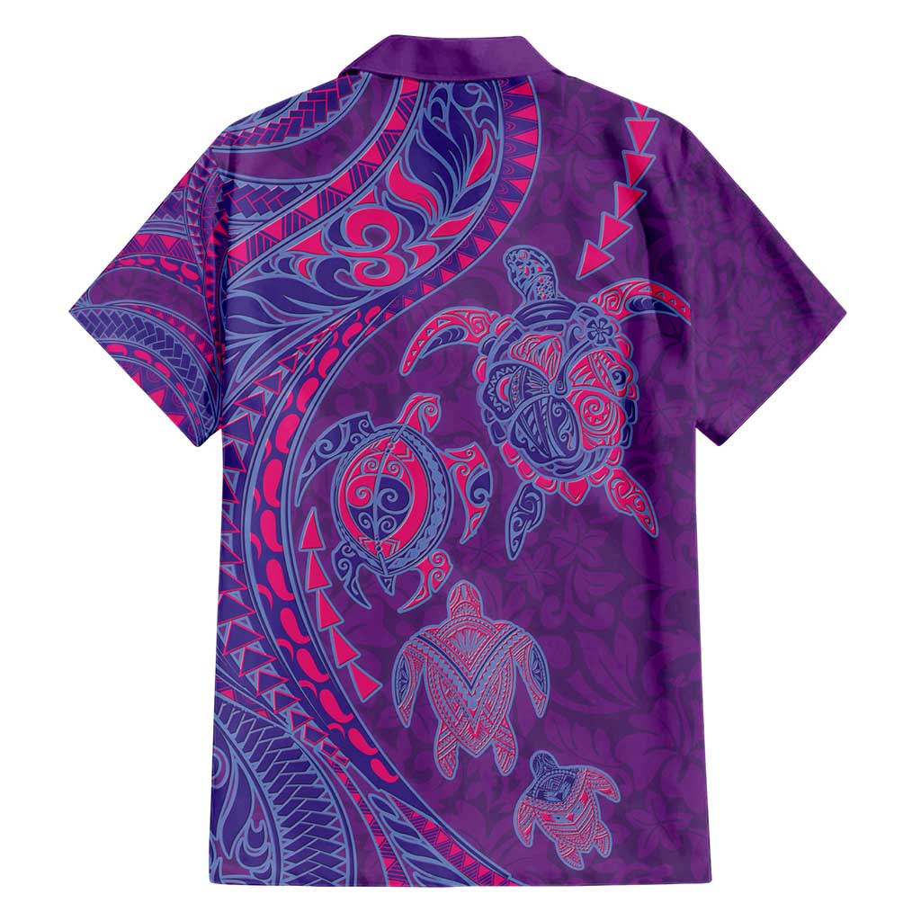 Hawaiian Turtles and Polynesian Art Tattoo Family Matching Short Sleeve Bodycon Dress and Hawaiian Shirt Dusky Violet LT03 - Polynesian Pride