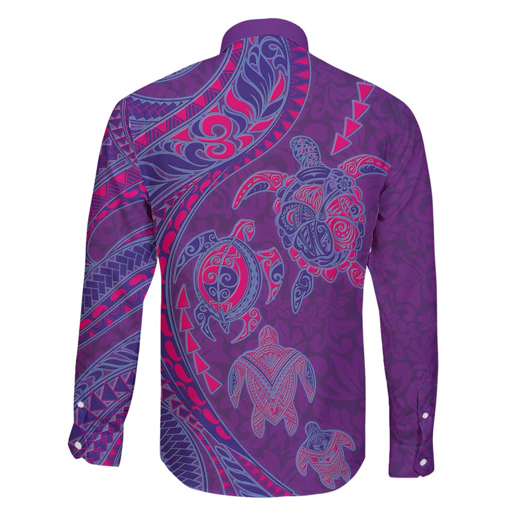 Hawaiian Turtles and Polynesian Art Tattoo Family Matching Short Sleeve Bodycon Dress and Hawaiian Shirt Dusky Violet LT03 - Polynesian Pride