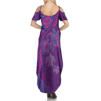 Hawaiian Turtles and Polynesian Art Tattoo Family Matching Summer Maxi Dress and Hawaiian Shirt Dusky Violet LT03 - Polynesian Pride