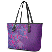 Hawaiian Turtles and Polynesian Art Tattoo Leather Tote Bag Dusky Violet LT03 - Polynesian Pride