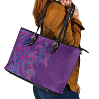 Hawaiian Turtles and Polynesian Art Tattoo Leather Tote Bag Dusky Violet LT03 - Polynesian Pride