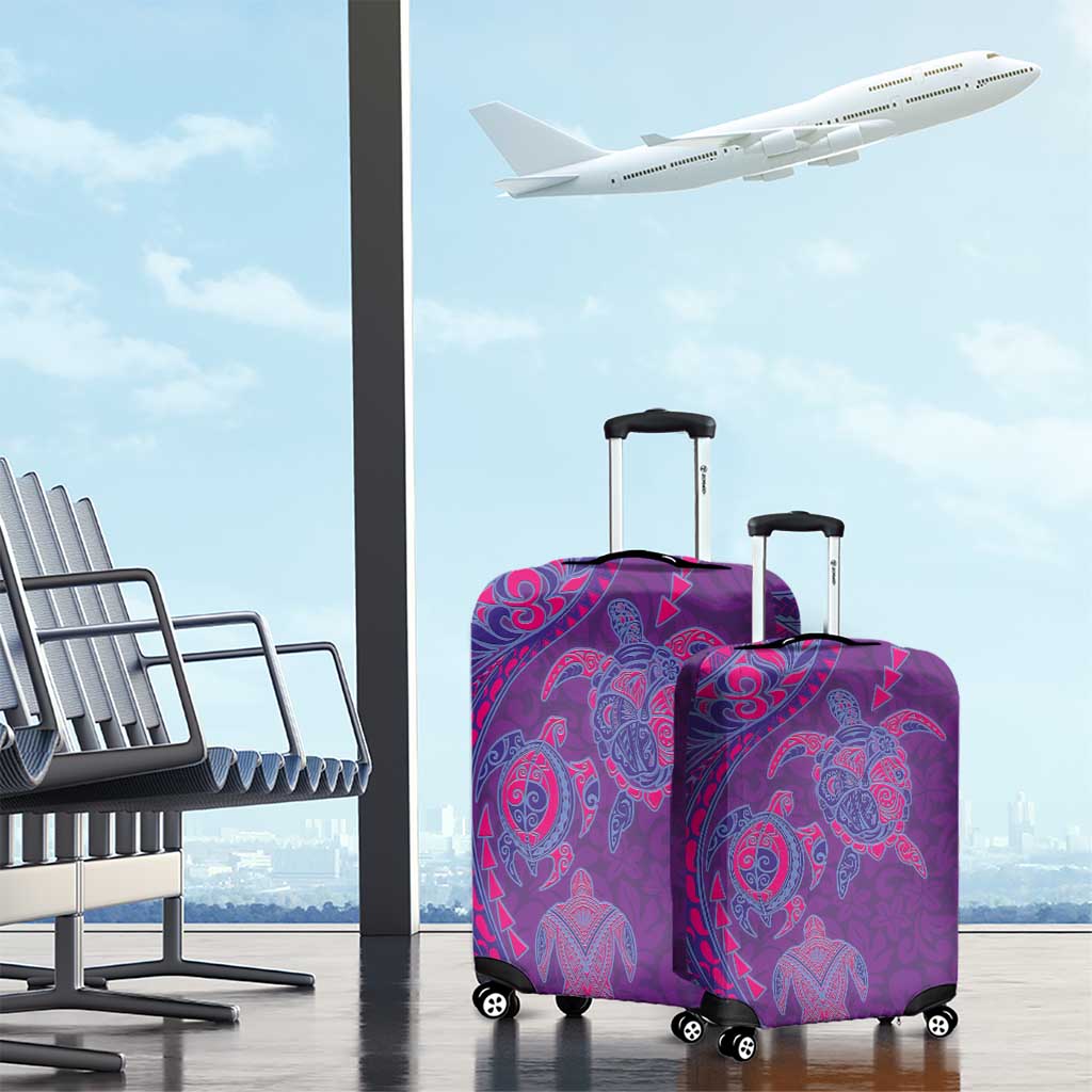 Hawaiian Turtles and Polynesian Art Tattoo Luggage Cover Dusky Violet