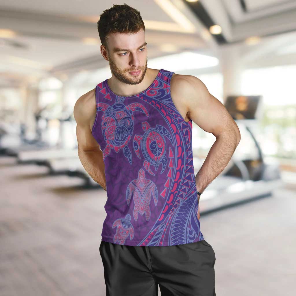 Hawaiian Turtles and Polynesian Art Tattoo Men Tank Top Dusky Violet