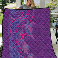 Hawaiian Turtles and Polynesian Art Tattoo Quilt Dusky Violet