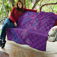 Hawaiian Turtles and Polynesian Art Tattoo Quilt Dusky Violet