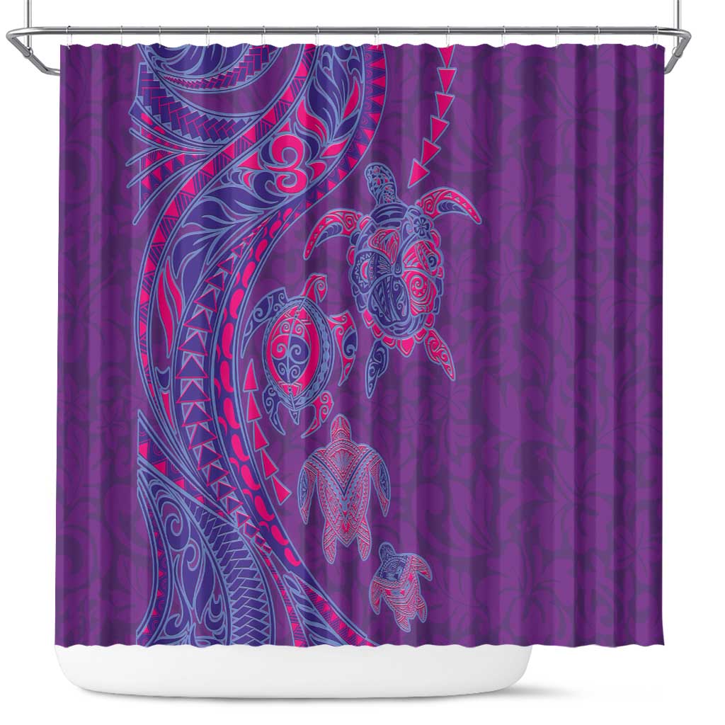 Hawaiian Turtles and Polynesian Art Tattoo Shower Curtain Dusky Violet LT03 Purple - Polynesian Pride