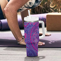 Hawaiian Turtles and Polynesian Art Tattoo Tumbler With Handle Dusky Violet