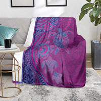 Hawaiian Turtles and Polynesian Art Tattoo Blanket Cerise