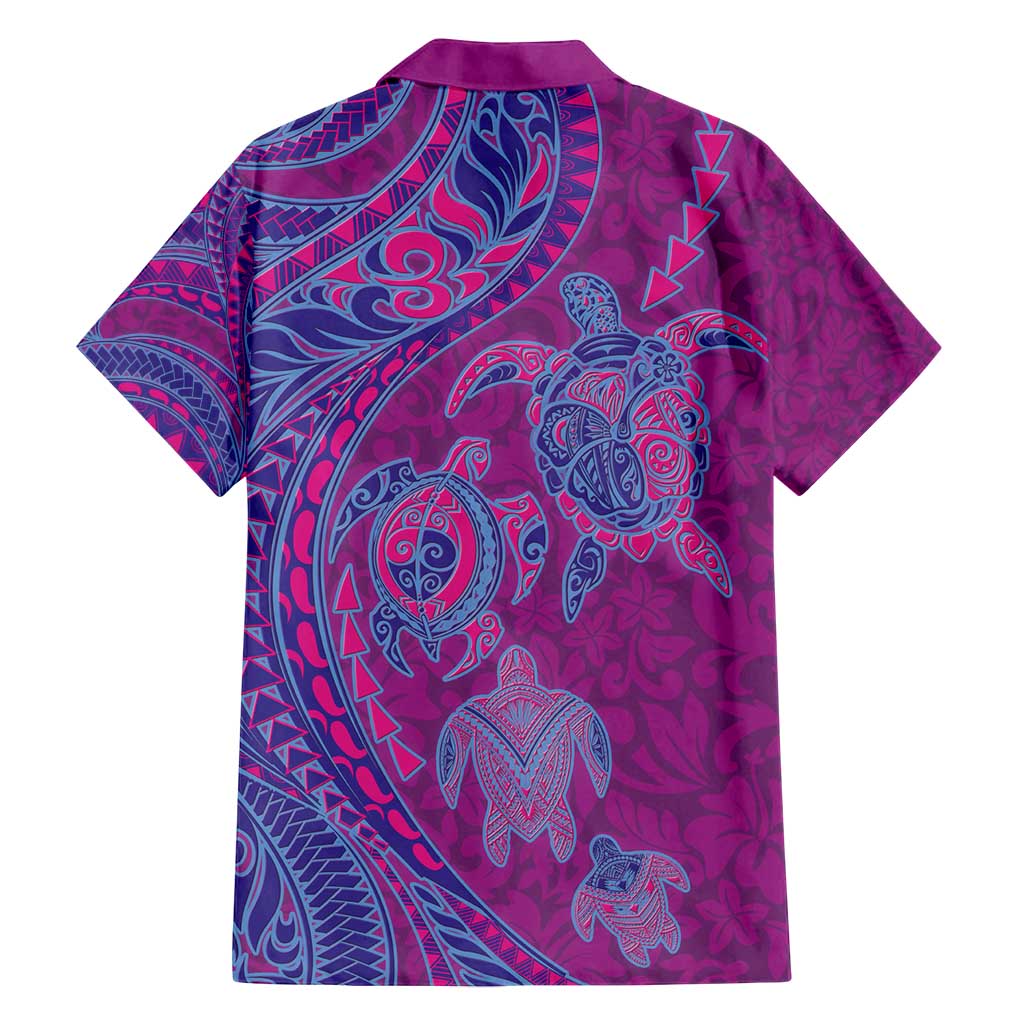 Hawaiian Turtles and Polynesian Art Tattoo Family Matching Long Sleeve Bodycon Dress and Hawaiian Shirt Cerise LT03 - Polynesian Pride