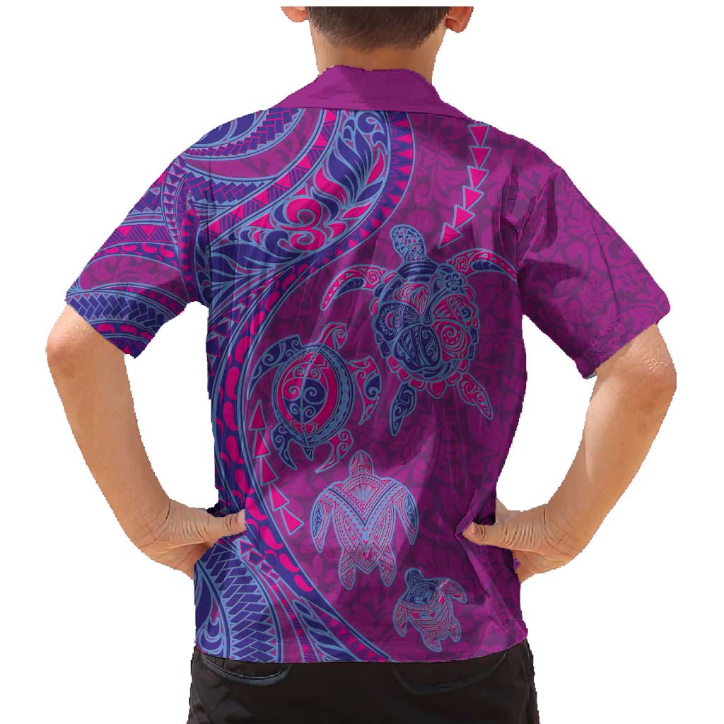 Hawaiian Turtles and Polynesian Art Tattoo Family Matching Mermaid Dress and Hawaiian Shirt Cerise LT03 - Polynesian Pride