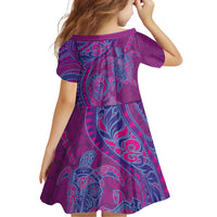 Hawaiian Turtles and Polynesian Art Tattoo Family Matching Off Shoulder Short Dress and Hawaiian Shirt Cerise LT03 - Polynesian Pride