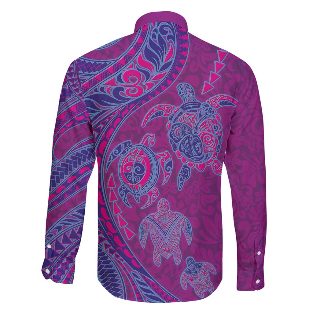 Hawaiian Turtles and Polynesian Art Tattoo Family Matching Puletasi and Hawaiian Shirt Cerise LT03 - Polynesian Pride