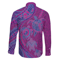 Hawaiian Turtles and Polynesian Art Tattoo Family Matching Short Sleeve Bodycon Dress and Hawaiian Shirt Cerise LT03 - Polynesian Pride
