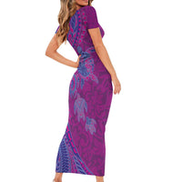 Hawaiian Turtles and Polynesian Art Tattoo Family Matching Short Sleeve Bodycon Dress and Hawaiian Shirt Cerise LT03 - Polynesian Pride