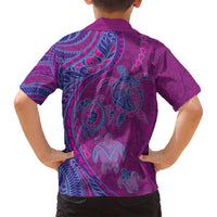 Hawaiian Turtles and Polynesian Art Tattoo Family Matching Tank Maxi Dress and Hawaiian Shirt Cerise LT03 - Polynesian Pride