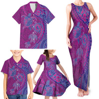 Hawaiian Turtles and Polynesian Art Tattoo Family Matching Tank Maxi Dress and Hawaiian Shirt Cerise LT03 - Polynesian Pride