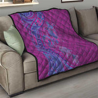 Hawaiian Turtles and Polynesian Art Tattoo Quilt Cerise