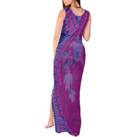 Hawaiian Turtles and Polynesian Art Tattoo Tank Maxi Dress Cerise