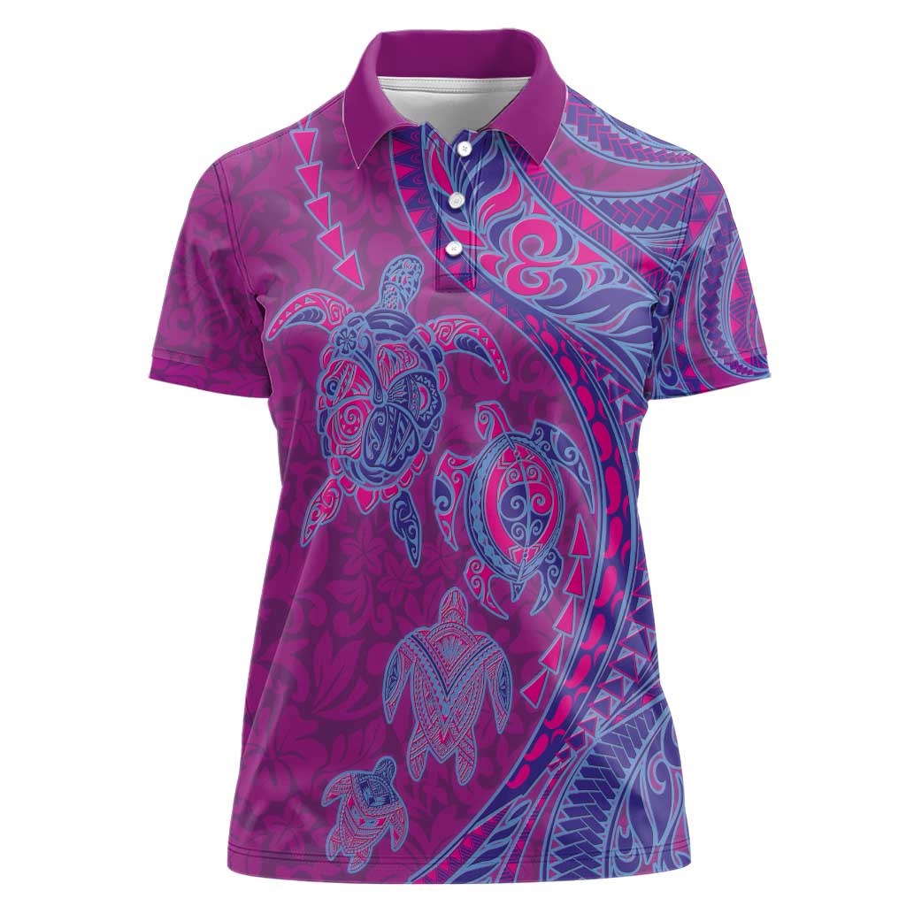 Hawaiian Turtles and Polynesian Art Tattoo Women Polo Shirt Cerise LT03 Female Pink - Polynesian Pride
