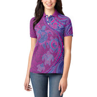 Hawaiian Turtles and Polynesian Art Tattoo Women Polo Shirt Cerise LT03 - Polynesian Pride