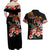 Hawaiian Hibiscus Turtle and Tropical Flower Couples Matching Off Shoulder Maxi Dress and Hawaiian Shirt Dynamic Vibe