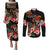 Hawaiian Hibiscus Turtle and Tropical Flower Couples Matching Puletasi and Long Sleeve Button Shirt Dynamic Vibe