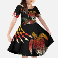 Hawaiian Hibiscus Turtle and Tropical Flower Family Matching Puletasi and Hawaiian Shirt Dynamic Vibe