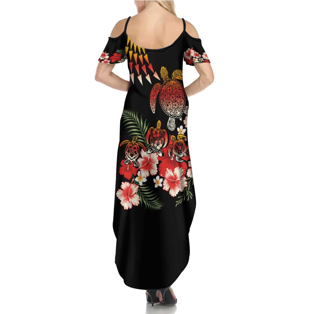 Hawaiian Hibiscus Turtle and Tropical Flower Family Matching Summer Maxi Dress and Hawaiian Shirt Dynamic Vibe LT03 - Polynesian Pride