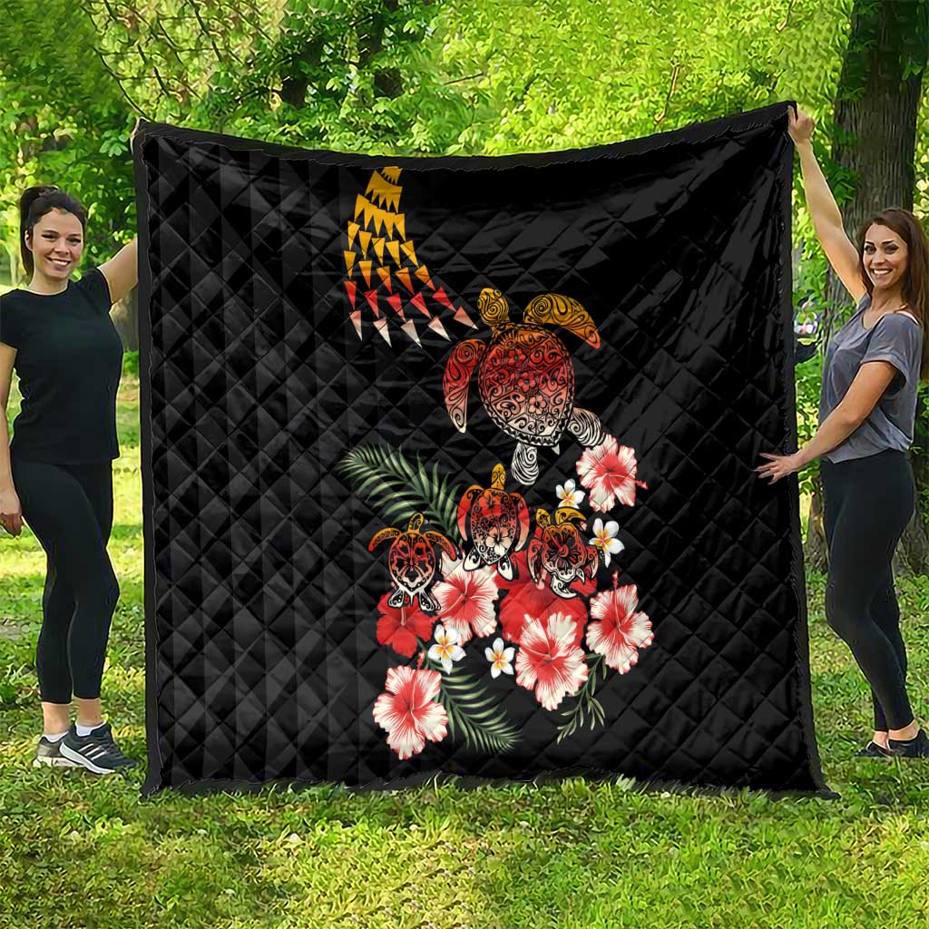 Hawaiian Hibiscus Turtle and Tropical Flower Quilt Dynamic Vibe