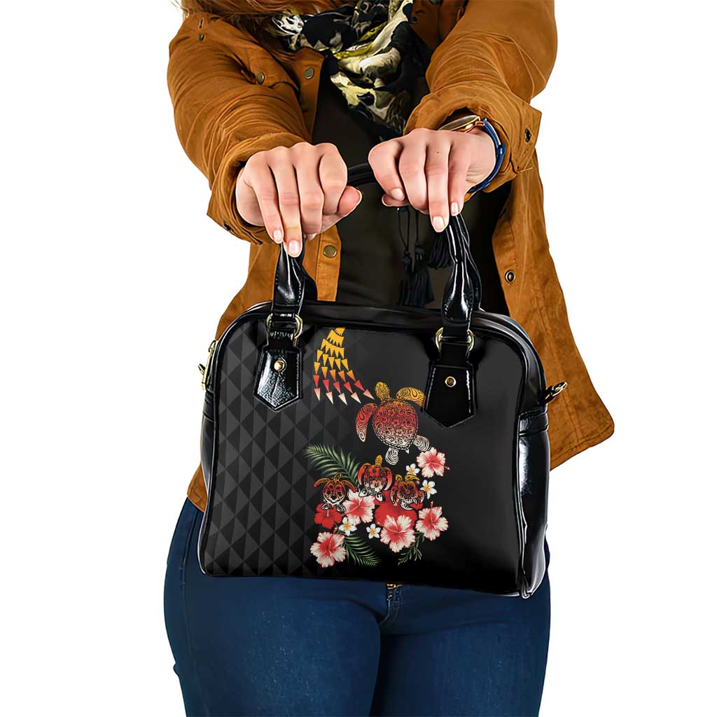 Hawaiian Hibiscus Turtle and Tropical Flower Shoulder Handbag Dynamic Vibe