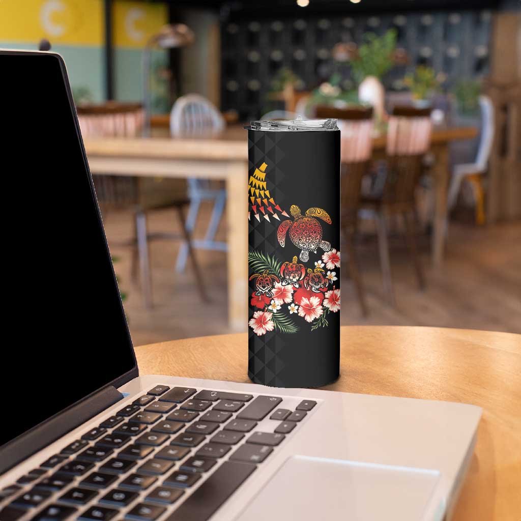 Hawaiian Hibiscus Turtle and Tropical Flower Skinny Tumbler Dynamic Vibe
